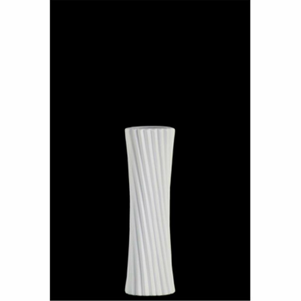 Urban Trends Collection Ceramic Round Vase with Slanting Lines Design, White - Small 53018